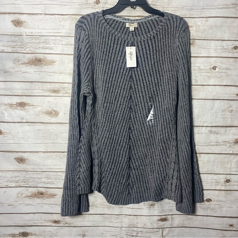 Style &‎ Co. Charcoal Ribbed Women's Heavy Knit Long Sleeve Sweater Top XL
